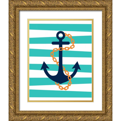 Pirate Anchor II Gold Ornate Wood Framed Art Print with Double Matting by Robinson, Tamara