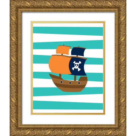 Pirate Boat II Gold Ornate Wood Framed Art Print with Double Matting by Robinson, Tamara