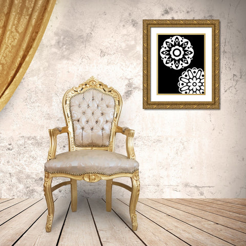 Black and White Mandala II Gold Ornate Wood Framed Art Print with Double Matting by Robinson, Tamara