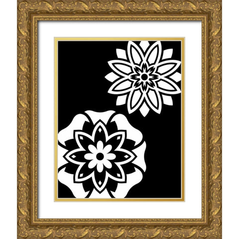 Black and White Mandala III Gold Ornate Wood Framed Art Print with Double Matting by Robinson, Tamara