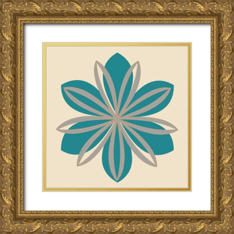 Flower Outline II Gold Ornate Wood Framed Art Print with Double Matting by Robinson, Tamara