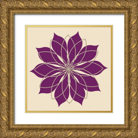 Flower Outline III Gold Ornate Wood Framed Art Print with Double Matting by Robinson, Tamara