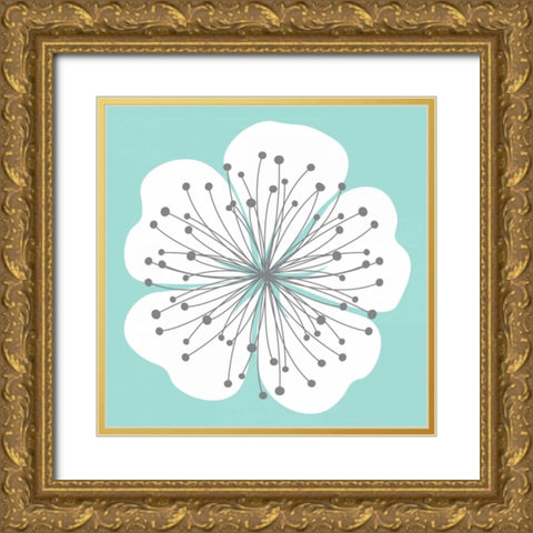 Flower Outline 2B Gold Ornate Wood Framed Art Print with Double Matting by Robinson, Tamara