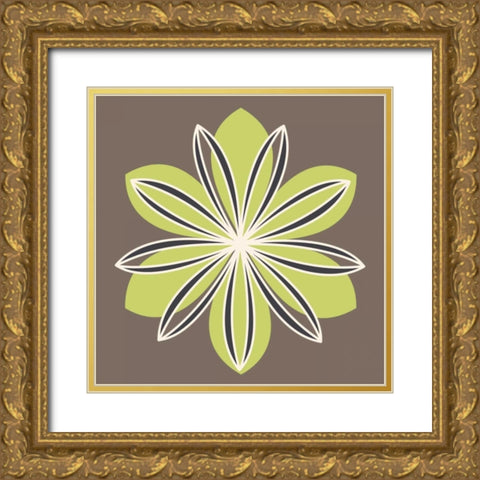 Flower Outline 1C Gold Ornate Wood Framed Art Print with Double Matting by Robinson, Tamara