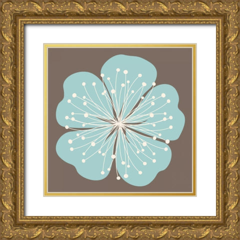 Flower Outline 2C Gold Ornate Wood Framed Art Print with Double Matting by Robinson, Tamara