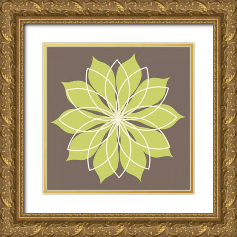 Flower Outline 3C Gold Ornate Wood Framed Art Print with Double Matting by Robinson, Tamara