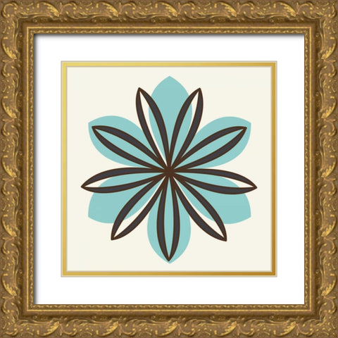 Flower Outline 1D Gold Ornate Wood Framed Art Print with Double Matting by Robinson, Tamara