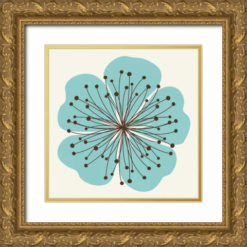 Flower Outline 2D Gold Ornate Wood Framed Art Print with Double Matting by Robinson, Tamara