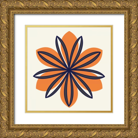 Flower Outline 1E Gold Ornate Wood Framed Art Print with Double Matting by Robinson, Tamara