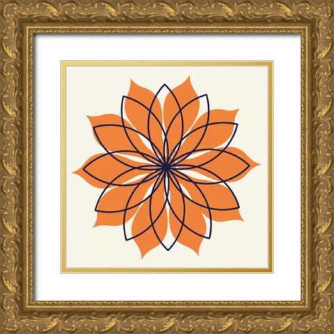 Flower Outline 3E Gold Ornate Wood Framed Art Print with Double Matting by Robinson, Tamara