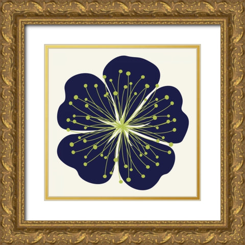 Flower Outline 2F Gold Ornate Wood Framed Art Print with Double Matting by Robinson, Tamara