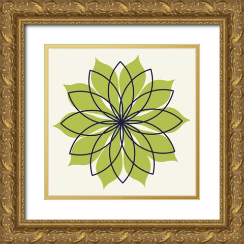 Flower Outline 3F Gold Ornate Wood Framed Art Print with Double Matting by Robinson, Tamara