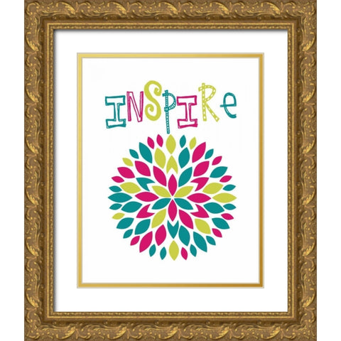 Inspire Flower Burst Gold Ornate Wood Framed Art Print with Double Matting by Robinson, Tamara