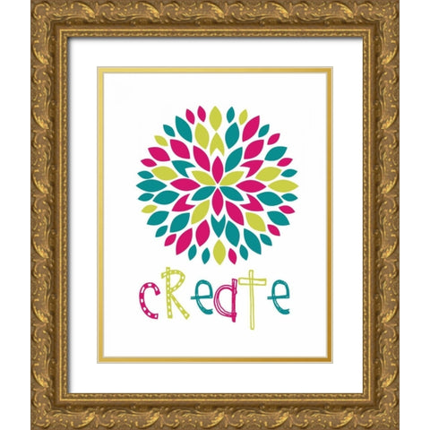 Create Flower Burst Gold Ornate Wood Framed Art Print with Double Matting by Robinson, Tamara