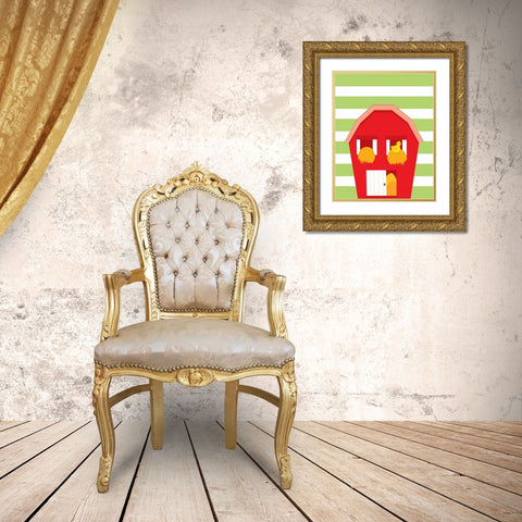 Barn Stripe Gold Ornate Wood Framed Art Print with Double Matting by Robinson, Tamara