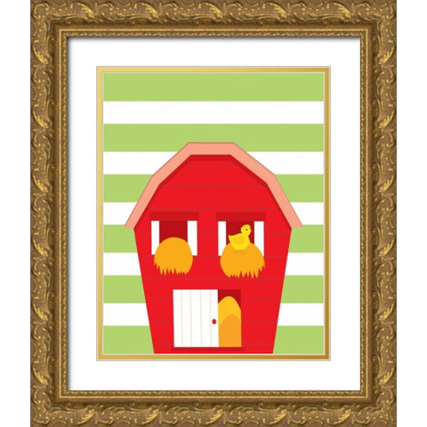 Barn Stripe Gold Ornate Wood Framed Art Print with Double Matting by Robinson, Tamara