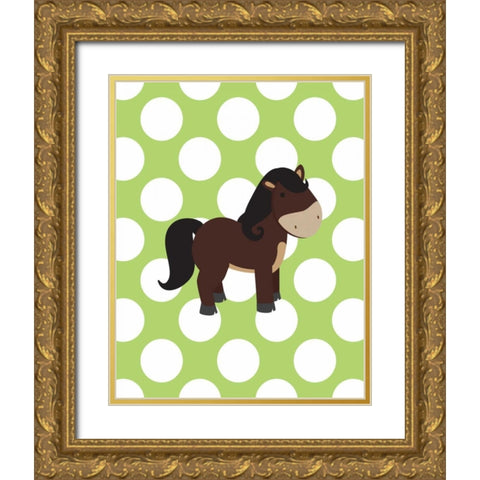 Horse Polka Dots Gold Ornate Wood Framed Art Print with Double Matting by Robinson, Tamara