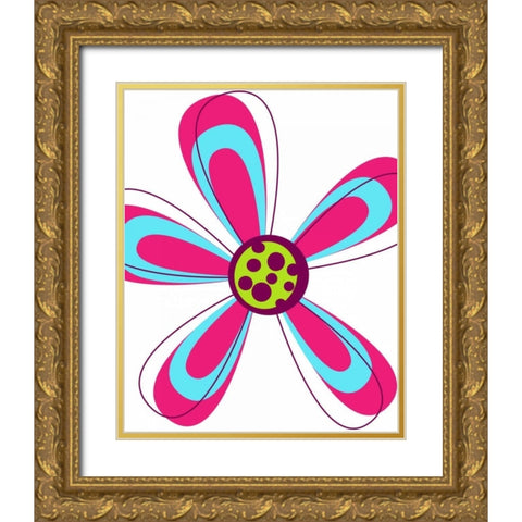 Zoom Flower IV Gold Ornate Wood Framed Art Print with Double Matting by Robinson, Tamara