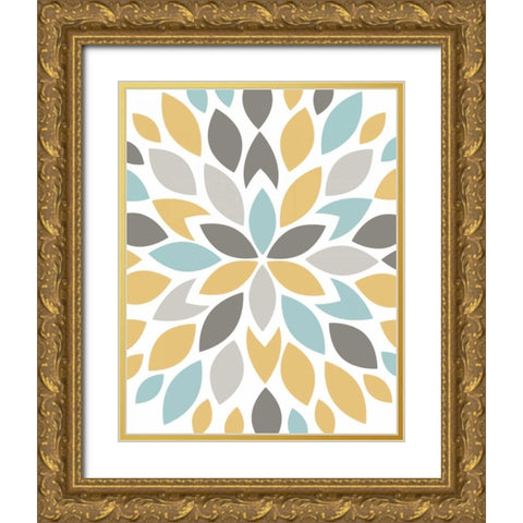 Flower Petal Burst II Gold Ornate Wood Framed Art Print with Double Matting by Robinson, Tamara