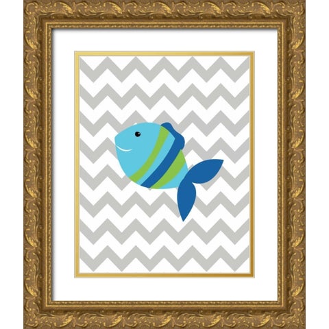 Chevron Fish Gold Ornate Wood Framed Art Print with Double Matting by Robinson, Tamara