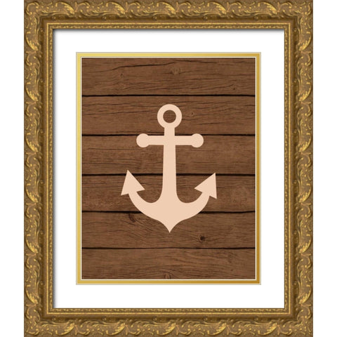 Nautical Wood Anchor Gold Ornate Wood Framed Art Print with Double Matting by Robinson, Tamara
