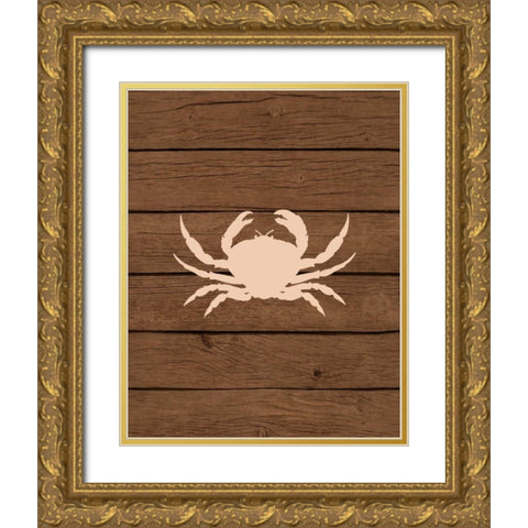 Nautical Wood Crab Gold Ornate Wood Framed Art Print with Double Matting by Robinson, Tamara