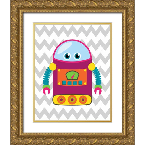 Robot Chevron VI Gold Ornate Wood Framed Art Print with Double Matting by Robinson, Tamara