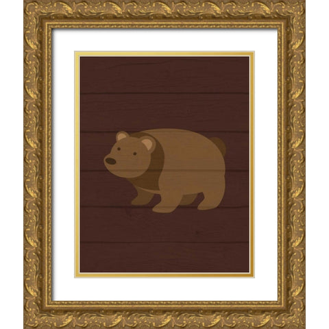 Woodland Bear Gold Ornate Wood Framed Art Print with Double Matting by Robinson, Tamara