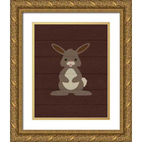 Woodland Bunny Gold Ornate Wood Framed Art Print with Double Matting by Robinson, Tamara