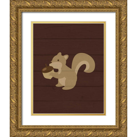 Woodland Squirrel Gold Ornate Wood Framed Art Print with Double Matting by Robinson, Tamara
