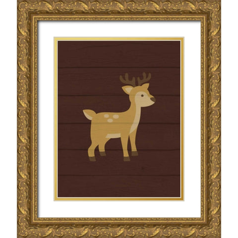 Woodland Deer Gold Ornate Wood Framed Art Print with Double Matting by Robinson, Tamara