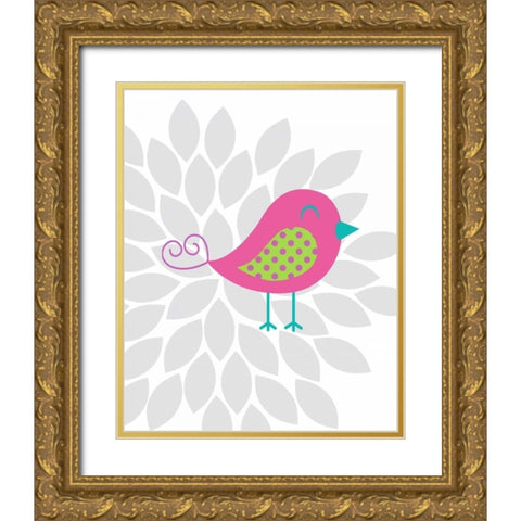 Bird Flower I Gold Ornate Wood Framed Art Print with Double Matting by Robinson, Tamara