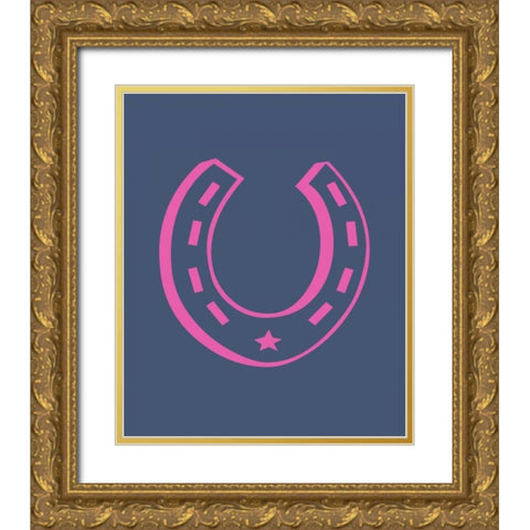 Cowgirl Horseshoe Gold Ornate Wood Framed Art Print with Double Matting by Robinson, Tamara