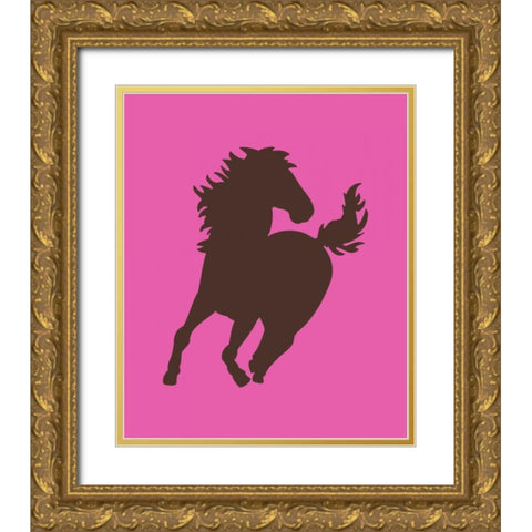 Cowgirl Horse Gold Ornate Wood Framed Art Print with Double Matting by Robinson, Tamara