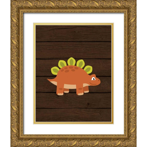 Dinosaur Wood III Gold Ornate Wood Framed Art Print with Double Matting by Robinson, Tamara