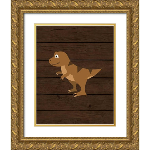 Dinosaur Wood IV Gold Ornate Wood Framed Art Print with Double Matting by Robinson, Tamara