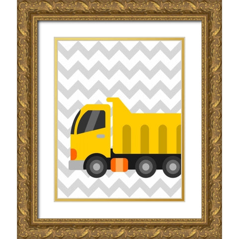 Construction Chevron II Gold Ornate Wood Framed Art Print with Double Matting by Robinson, Tamara