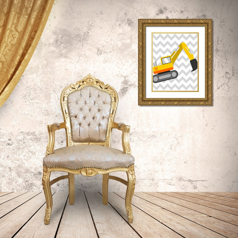 Construction Chevron IV Gold Ornate Wood Framed Art Print with Double Matting by Robinson, Tamara