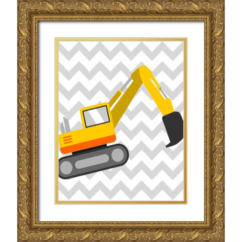 Construction Chevron IV Gold Ornate Wood Framed Art Print with Double Matting by Robinson, Tamara
