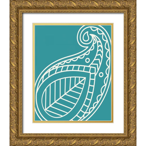 Paisley Feather II Gold Ornate Wood Framed Art Print with Double Matting by Robinson, Tamara