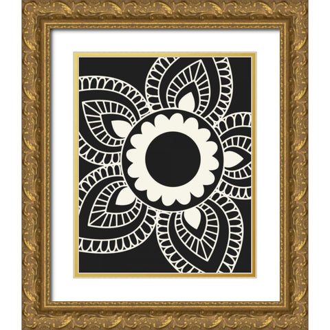 Paisley Feather III Gold Ornate Wood Framed Art Print with Double Matting by Robinson, Tamara