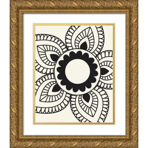 Paisley Feather VII Gold Ornate Wood Framed Art Print with Double Matting by Robinson, Tamara