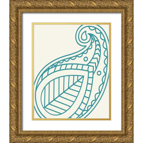Paisley Feather VIII Gold Ornate Wood Framed Art Print with Double Matting by Robinson, Tamara