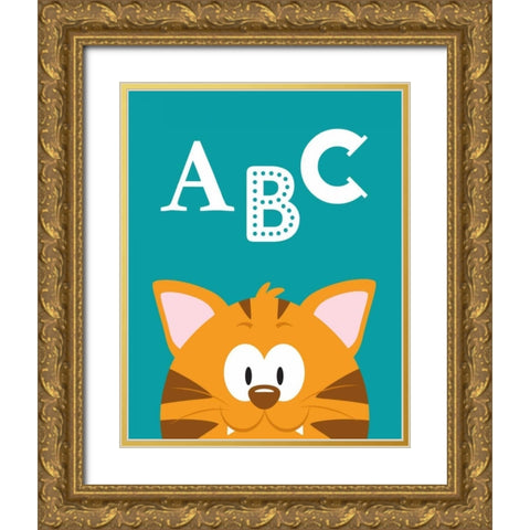 ABC Animals Gold Ornate Wood Framed Art Print with Double Matting by Robinson, Tamara