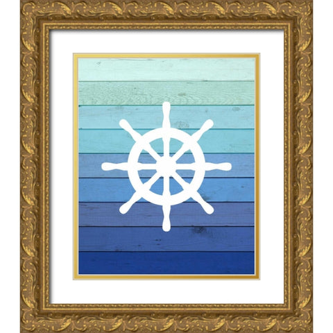 Wheel Ombre Wood Gold Ornate Wood Framed Art Print with Double Matting by Robinson, Tamara