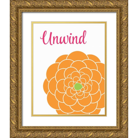 Colorful Unwind Gold Ornate Wood Framed Art Print with Double Matting by Robinson, Tamara