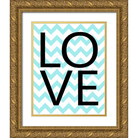 Love Chevron I Gold Ornate Wood Framed Art Print with Double Matting by Robinson, Tamara