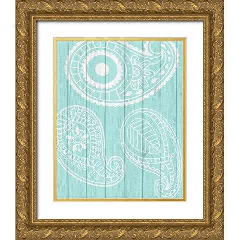 Paisley II Gold Ornate Wood Framed Art Print with Double Matting by Robinson, Tamara