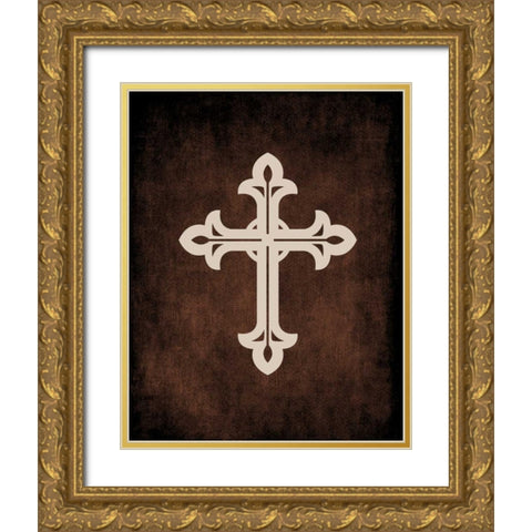 Cross Grunge I Gold Ornate Wood Framed Art Print with Double Matting by Robinson, Tamara