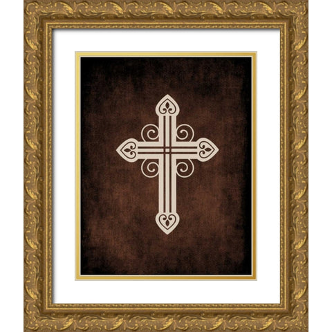Cross Grunge II Gold Ornate Wood Framed Art Print with Double Matting by Robinson, Tamara